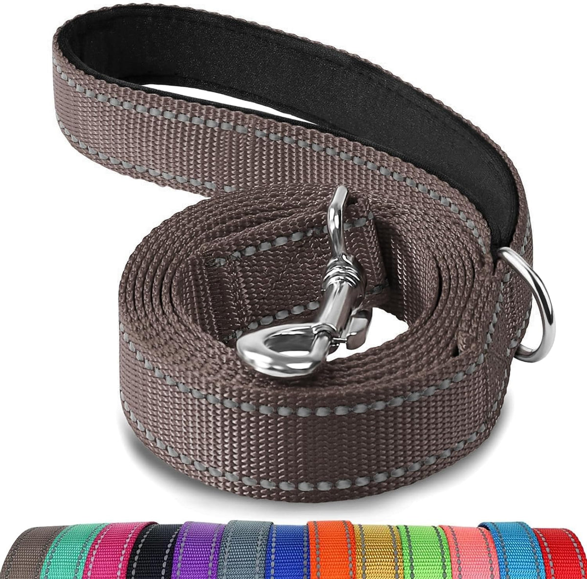 Joytale Reflective Dog Leash for Medium & Large Dogs - 5 ft Standard / Brown