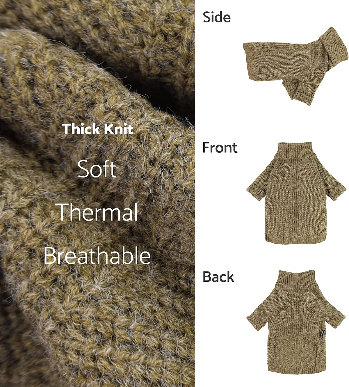 Fitwarm Thermal Knitted Dog Sweater Doggy Winter Coat Pet Clothes - Large / Sage Green - image 2