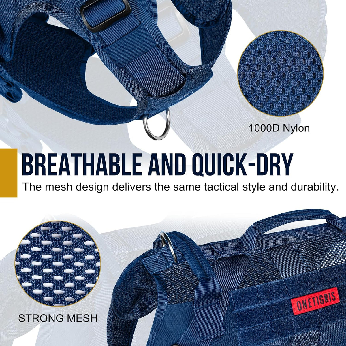 OneTigris No Pull Tactical Dog Harness for Medium Dogs - Blue / L - image 2