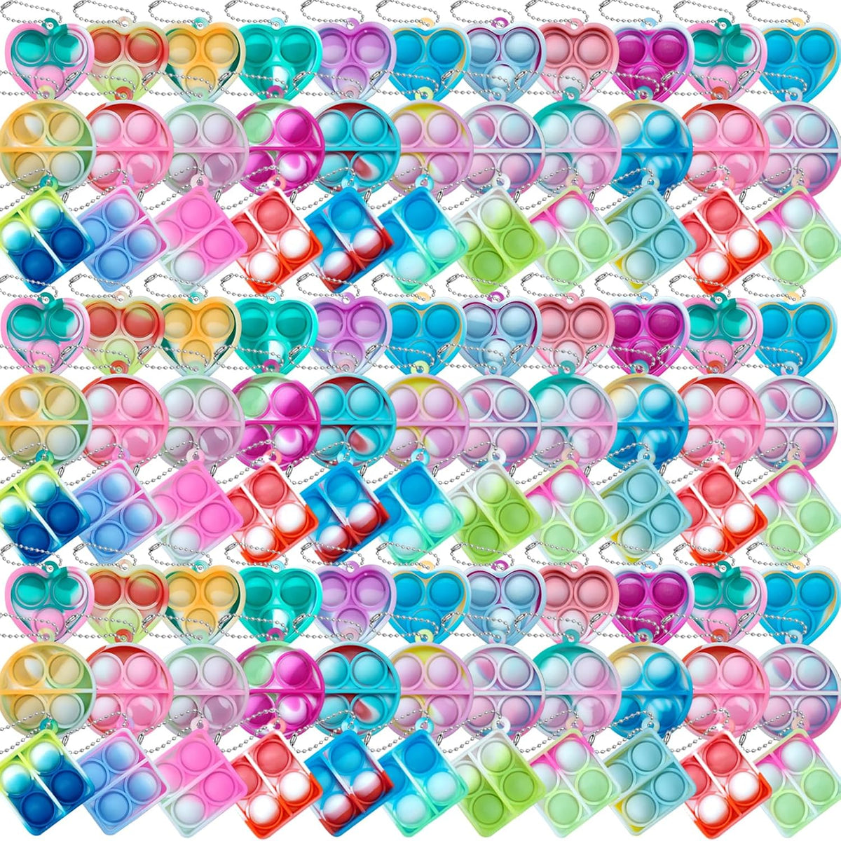ONKULL Pop Fidget Keychain 30 Pack, Mini Fidget Toys Bulk - 90