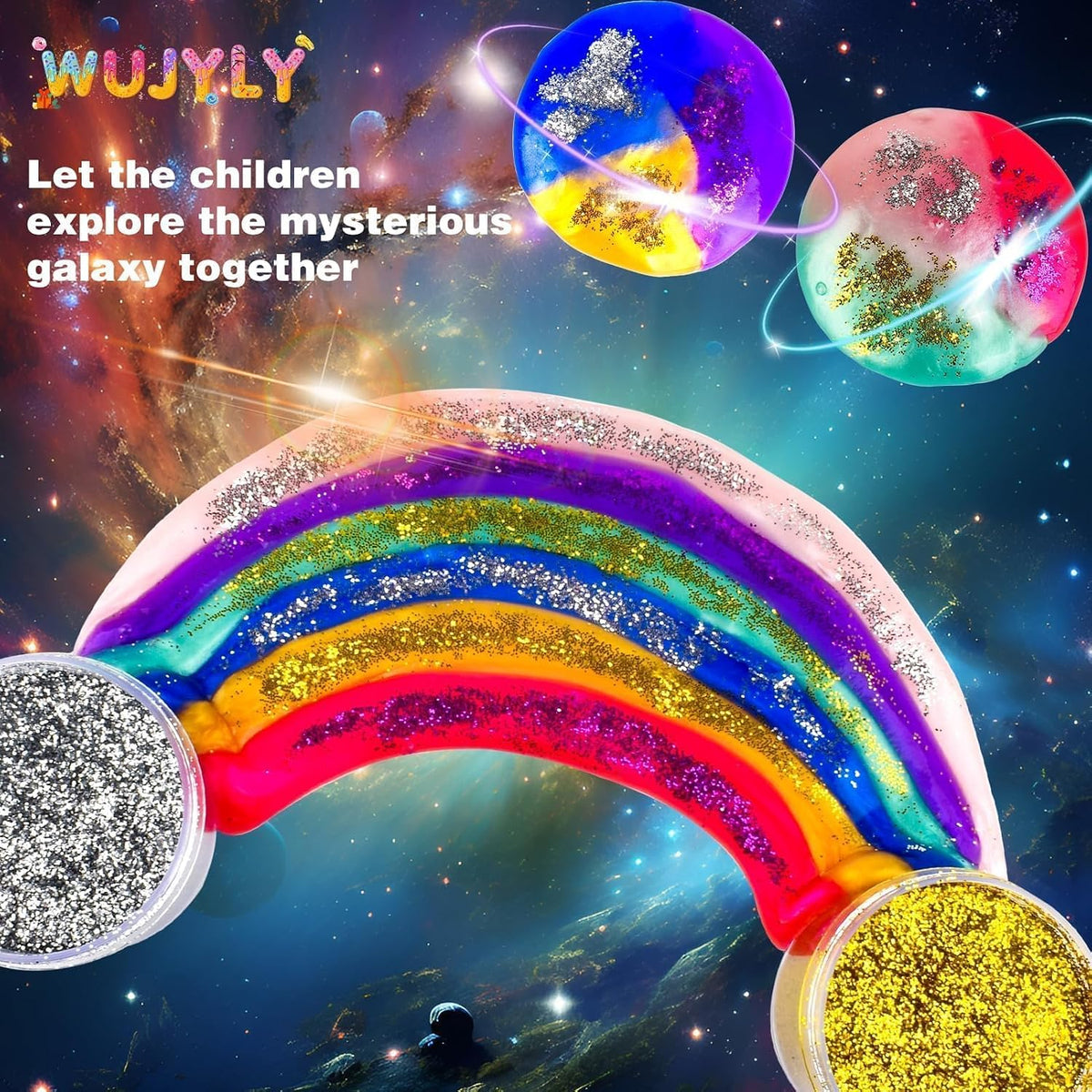 4 Pack Galaxy Slime Kit, Party Favors for Kids, Non Sticky, Wet - Galaxy-46 Pack - image 4