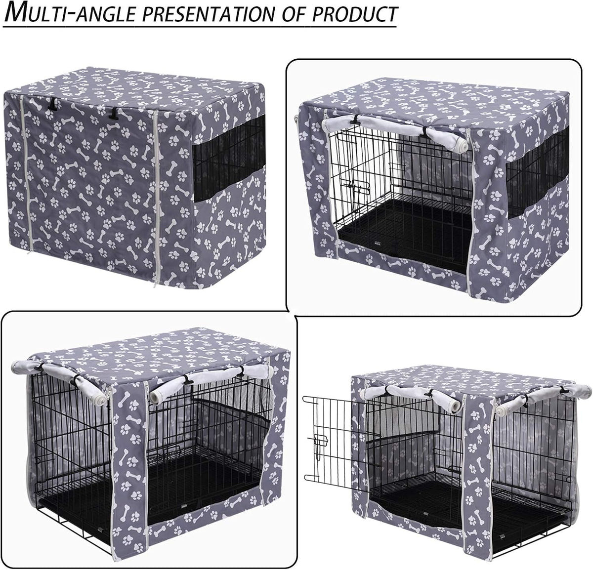 Pethiy Dog Crate Cover Durable Polyester Pet Kennel Cover Universal - 30.0"L x 19.7"W x 21.0"H / Sky Gray - image 2