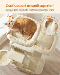 Feandrea Cat Tree, Multi-Level Condo - Beige / XXL (23.6"L x 19.7"W x 81.1"H) - image 3