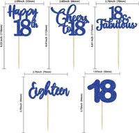30 Pack Happy 80th Birthday Cupcake Toppers Gold Glitter Eighty - 18th / Dark Blue - image 2