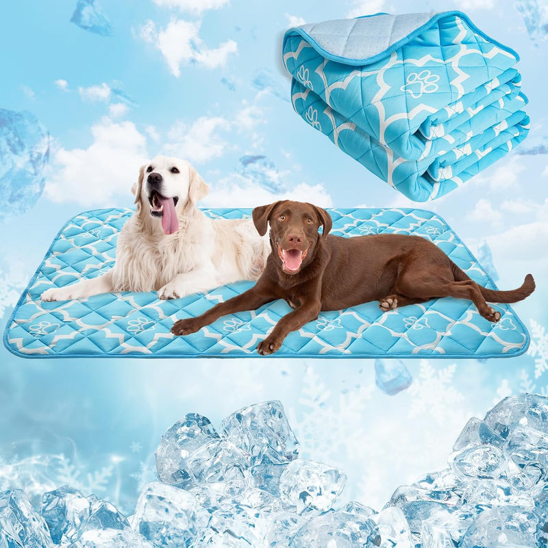 EXPAWLORER Dog Cooling Mat-28.3''*47.2'' Upgraded Extra Large Cooling - Blue