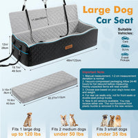Dog Car Seat for Medium Dogs Up to 60 lb, Thick Cushion - Black & Gray / XXL - image 2