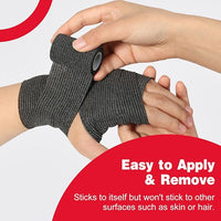 AZEN 8 Pack Self Adhesive Bandage Wrap, 2" X 5 Yards Elastic Cohesive Bandage Wrap, Black Athletic Tape, Vet Wrap, Ankle Tape, Tattoo Grip Tape Wrap