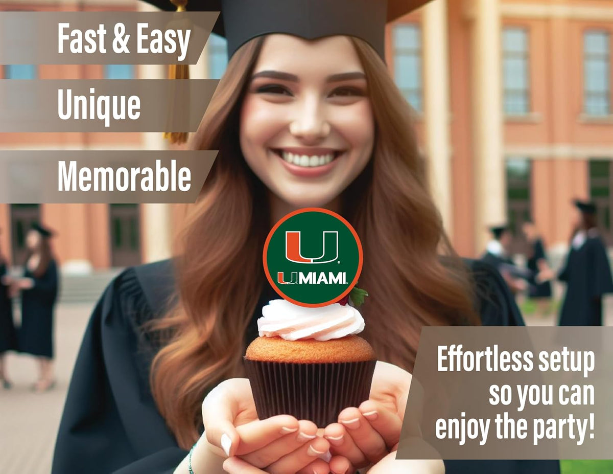 Ohio State Merch Cupcake Toppers & Decorations OSU Party Cake Decor - Miami Hurricanes - image 4