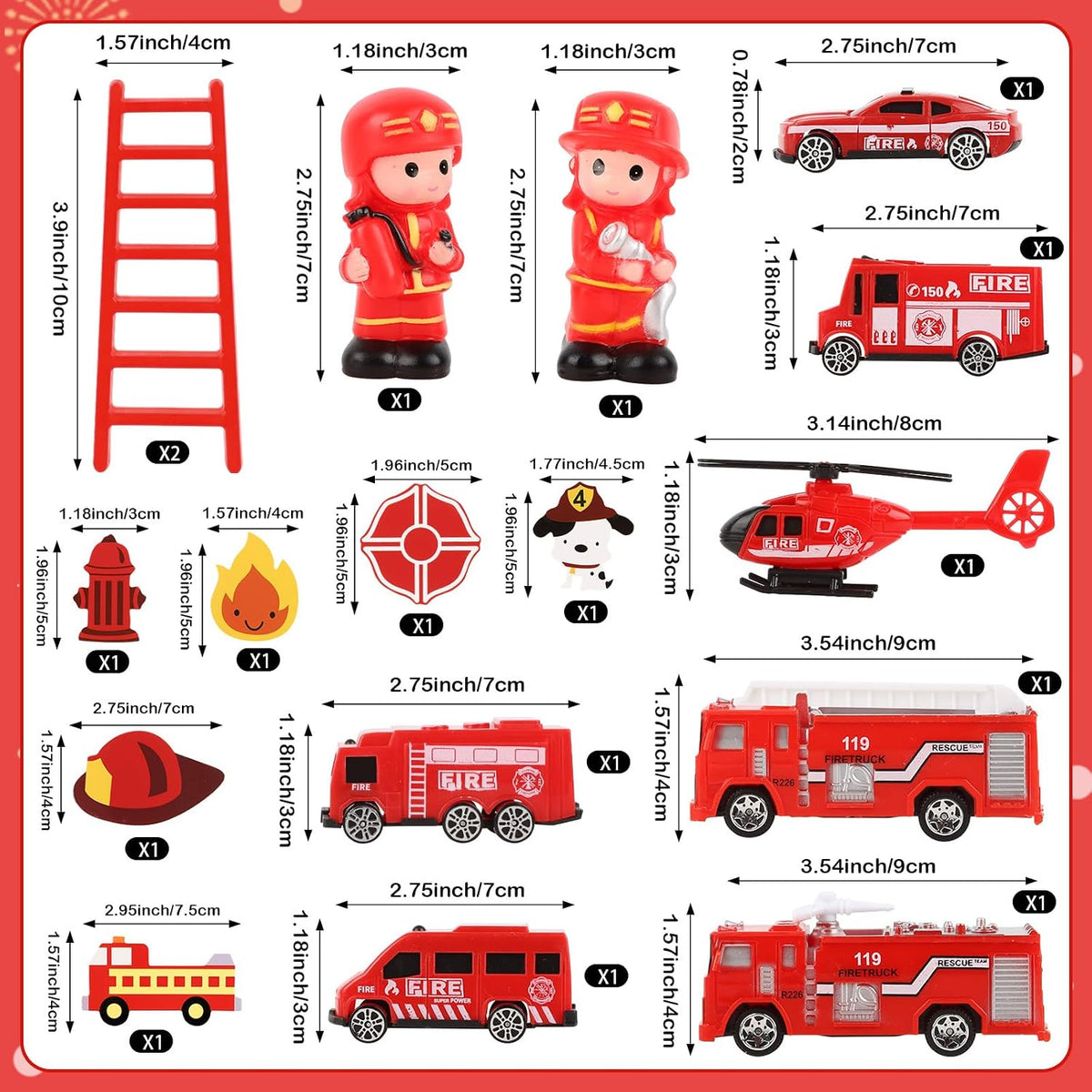 Hooqict 28Pcs Soccer Cake Decorations Set with Mini Balls - Fire Truck - image 2