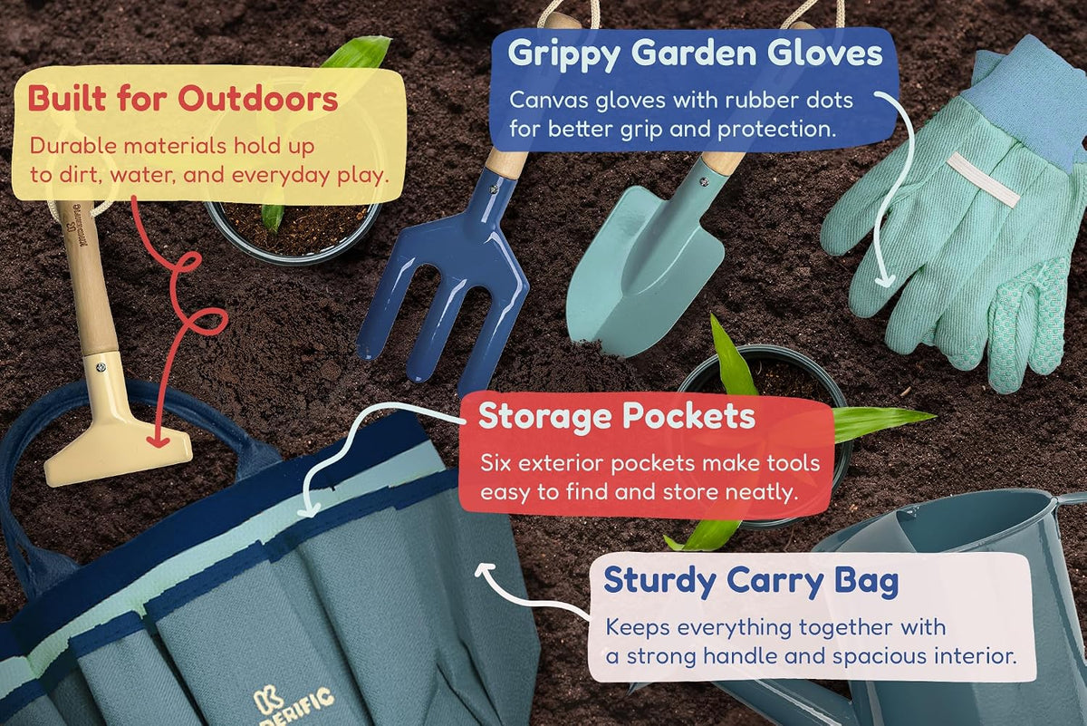 Gardening Set, Tool Kit, for Kids, STEM, Includes Tote Bag - Ocean Blue - image 4
