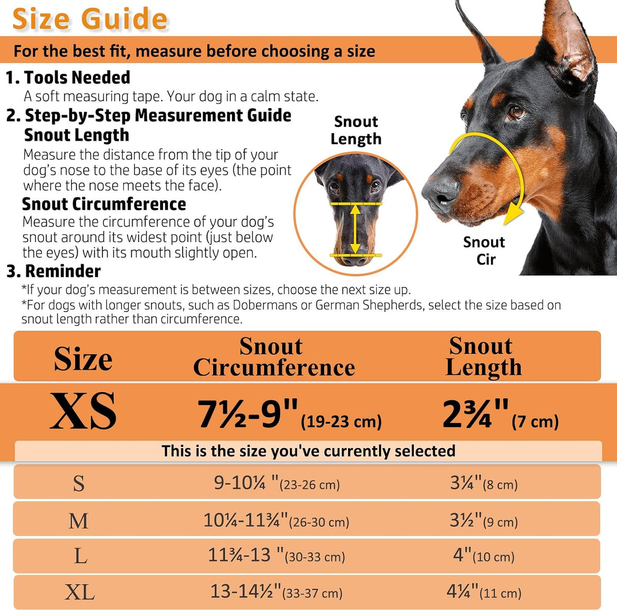 Dog Muzzle, Humane Basket Muzzle for Large Dogs Biting - Black / XS - image 4