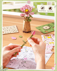 Wowood 3D wooden pink lily flower puzzle assembled model - view 28