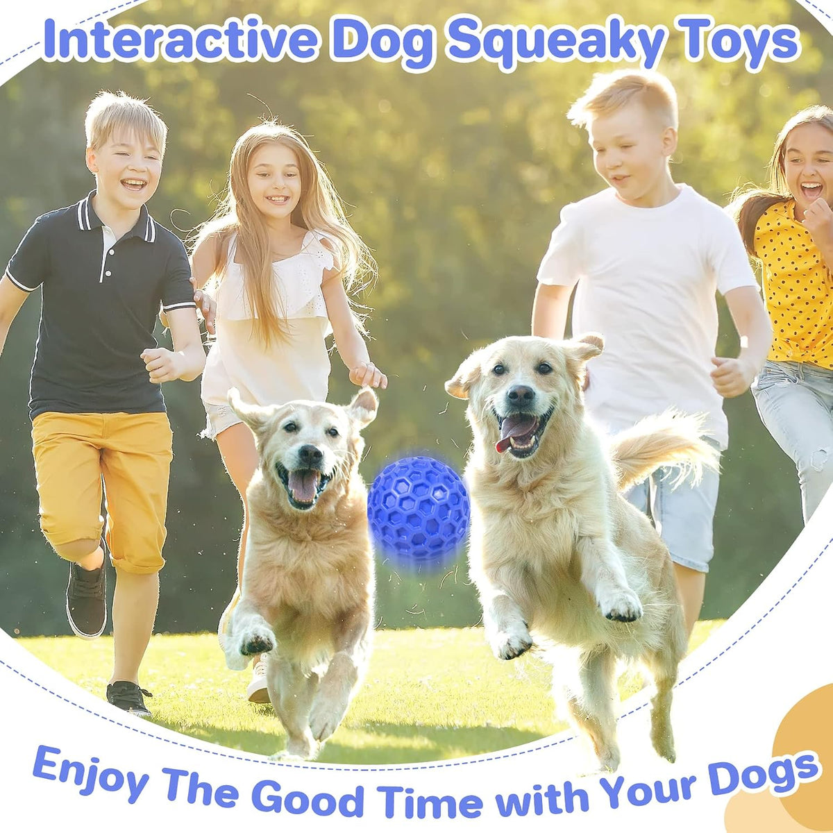 DISSKNIC Indestructible Squeaky Dog Ball, Relieves Anxiety - Large (Pack of 3) / Blue - image 3