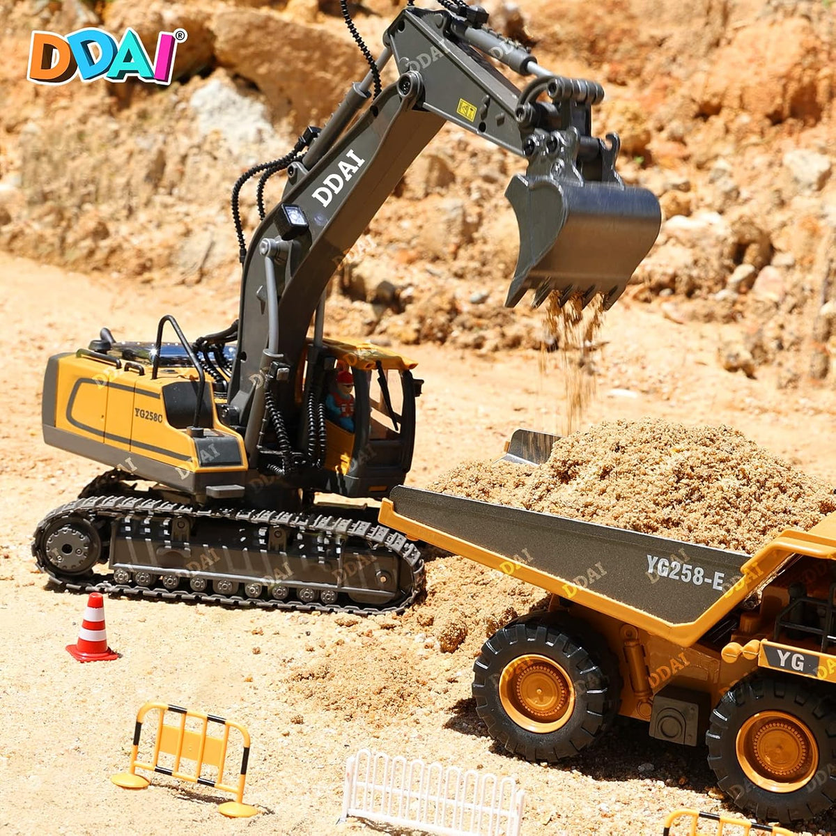 DDAI Remote Control Excavator Toys for 4 5+ Year Old Boys and Kids - Remote Control Excavator / Large - image 2