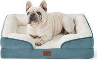 Bedsure Orthopedic Dog Bed Medium Size Dogs - Washable Medium Dog Cat Bed Waterproof, Comfort Pet Couch Sofa with Washable Removable Cover, Pets Bed with Nonskid Bottom, Dune Haze Blue, 28"
