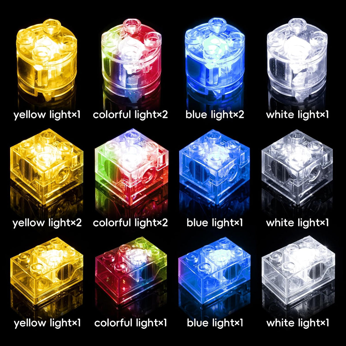 Sawaruita 16 PCS Light Up Building Bricks Multicolor LED Light Brick - image 4