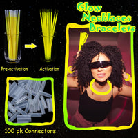 ILHSTY 100 pack green 8 inch glow sticks with connectors for necklaces - view 22