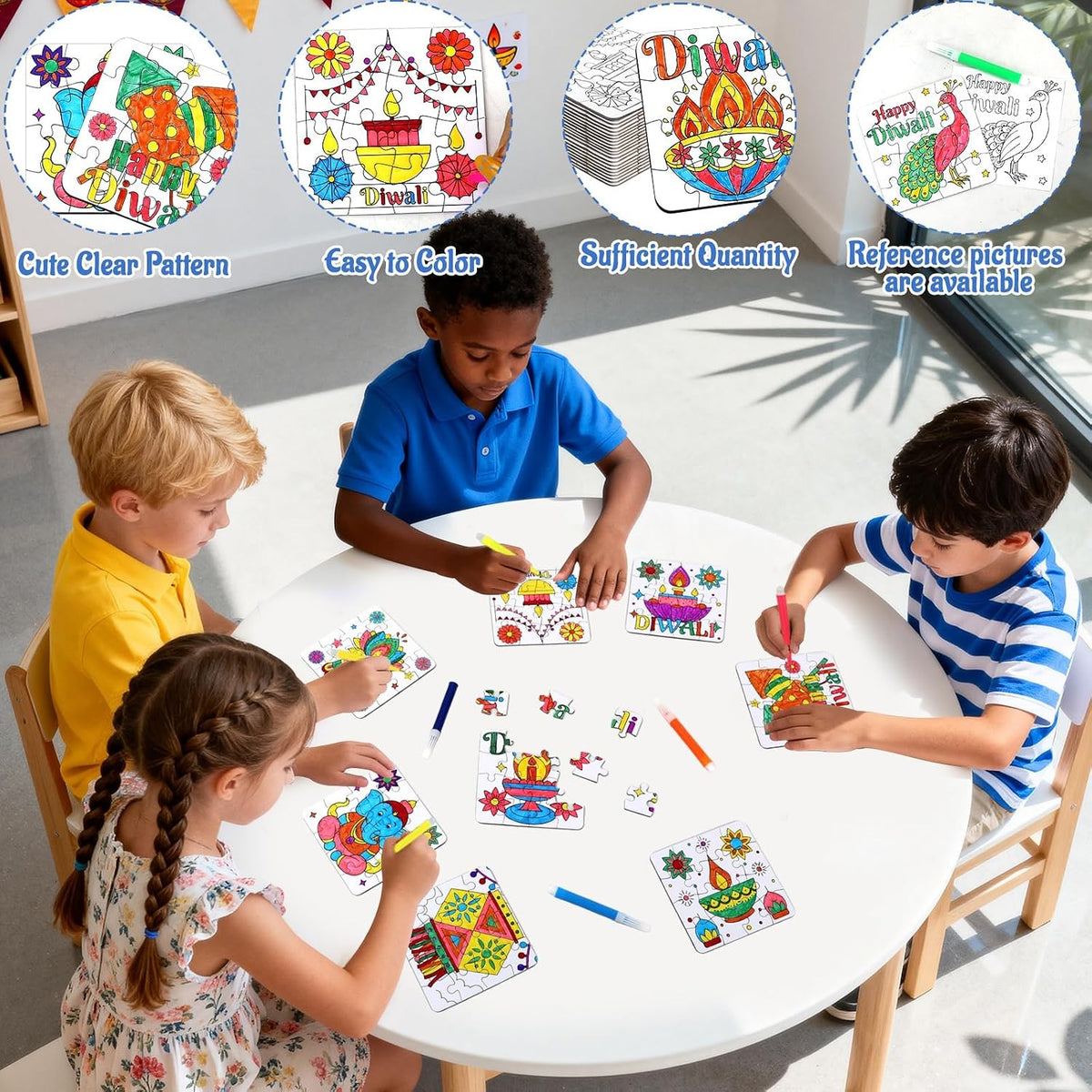 MUOUAKATE Christian Halloween crafts for kids, 24 blank coloring puzzle sets - view 13