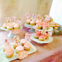 Gyufise 36Pcs Baby Shower Bear Cupcake Toppers Moon Baby Bear Baby - Deep Pink - image 4