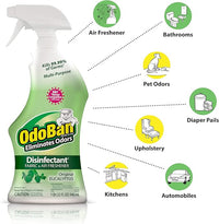 OdoBan Ready-to-Use Disinfectant and Odor Eliminator, Set of 3 Spray Bottles, Made in the USA, Original Eucalyptus and Lavender Scents, 32 Ounces Each