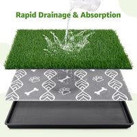 LOOBANI 41x27in Large Dog Litter Box with 2 Artificial Grass Patch + 2 Washable Pee Pads, Quickly Absorbency Portable Patio Potty for Balcony Apartment Use