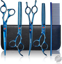 Professional Dog Grooming Scissors Set - 7 Inch (Pack of 5) / Blue