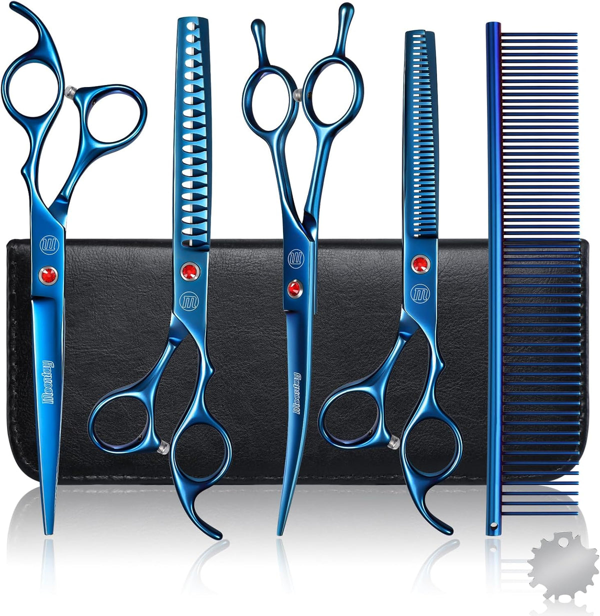 Professional Dog Grooming Scissors Set - 7 Inch (Pack of 5) / Blue