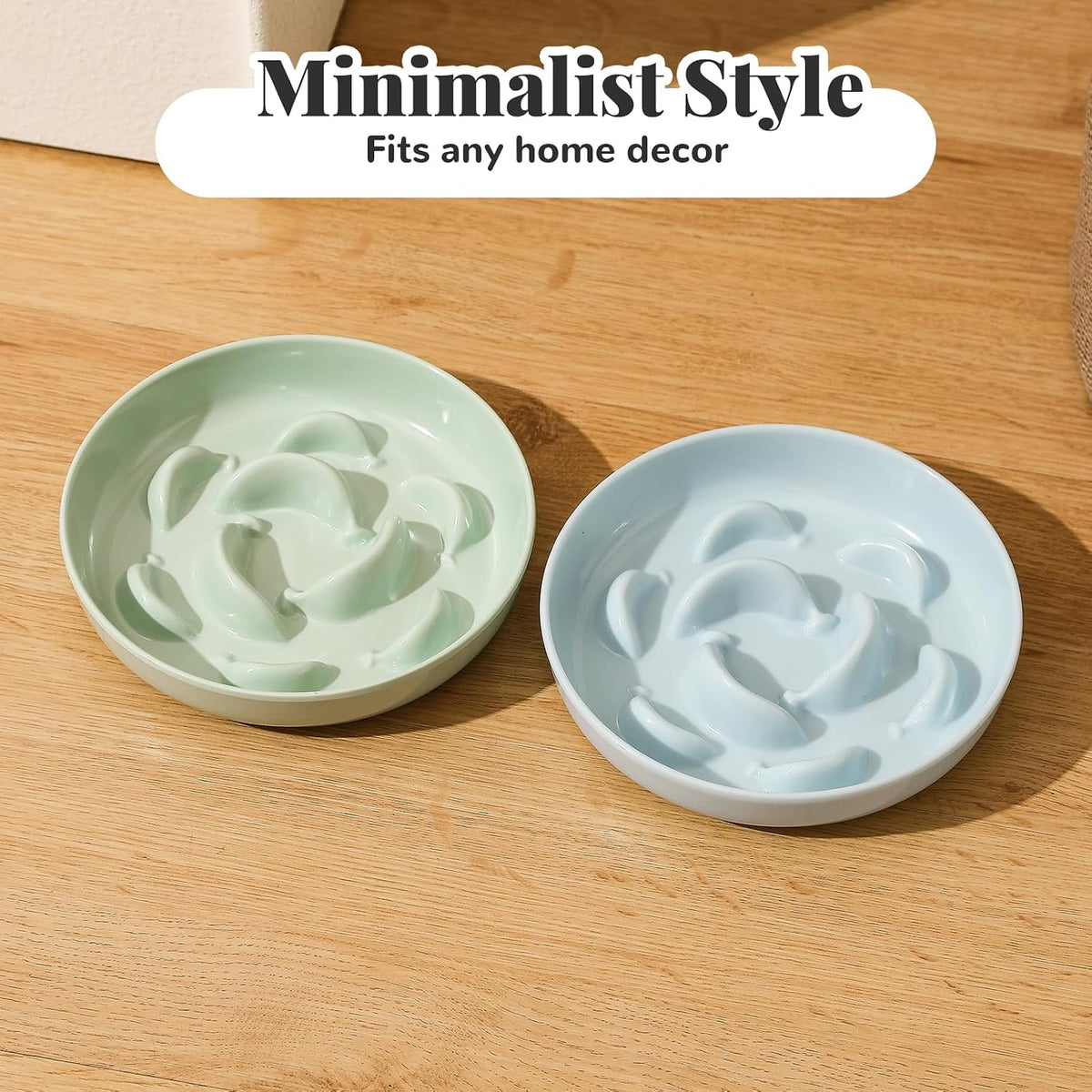 Melamine Slow Feeder Cat Bowls, Dishwasher Safe - Green / 2"H - image 2