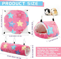 Abbylike 9 Pieces Rat Hammock 3 Tier Guinea Pig Ferret Hammocks Small - Green, Pink, Brown / Stars - image 2