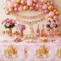 3 Pack Plastic Birthday Tablecloth - Rose Castle - image 3