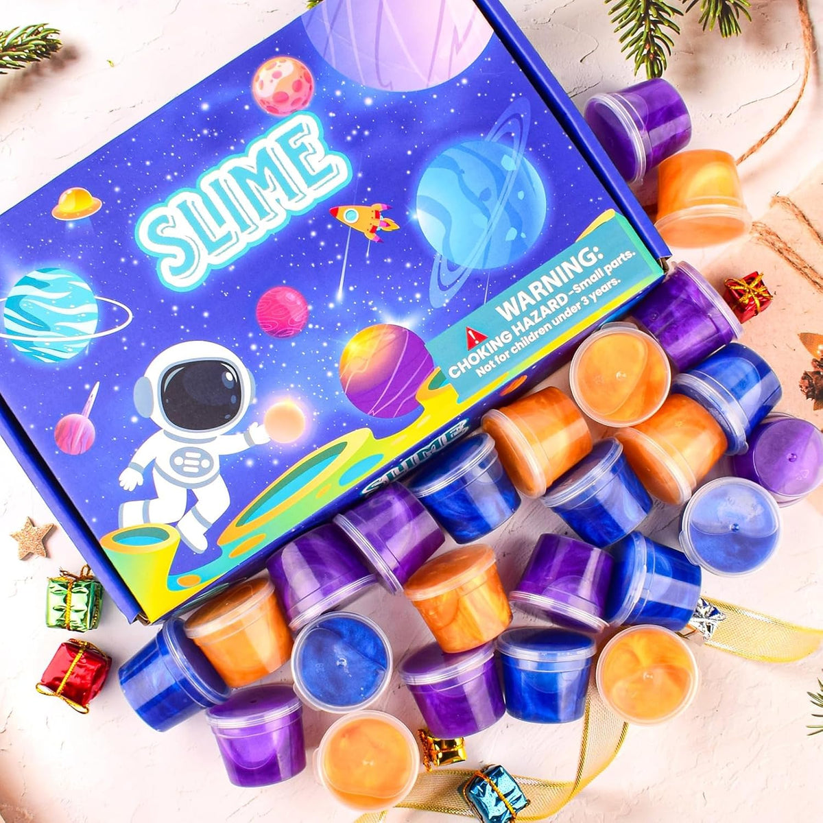 4 Pack Galaxy Slime Kit, Party Favors for Kids, Non Sticky, Wet - Gold&blue& Purple Slime - image 4