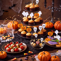 Tatuo 50 Pcs Halloween Picks Cupcake Topper, Pumpkin – Fun for Kids & Family - image 3