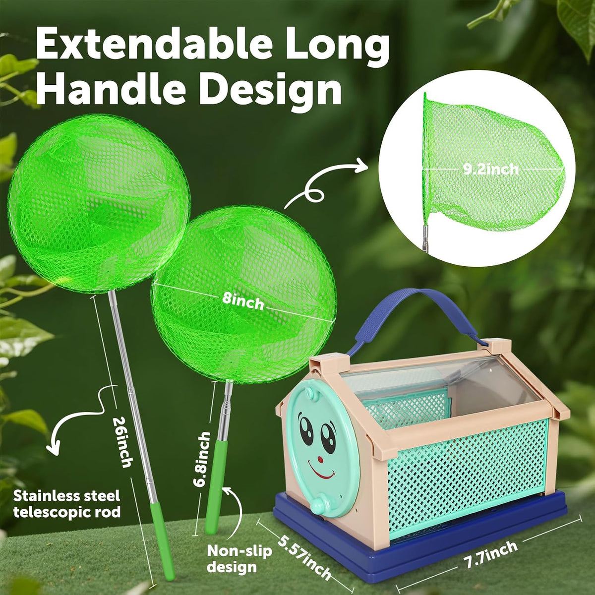 Kids Telescopic Butterfly Fishing Nets for Kids Catching Insect Net - Insect Catching Kit (1 Set) - image 2