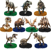 10 Pcs 80s Party Decorations, 1980s Table Honeycomb Centerpieces – Fun for Kids & Family - Dinosaur Style