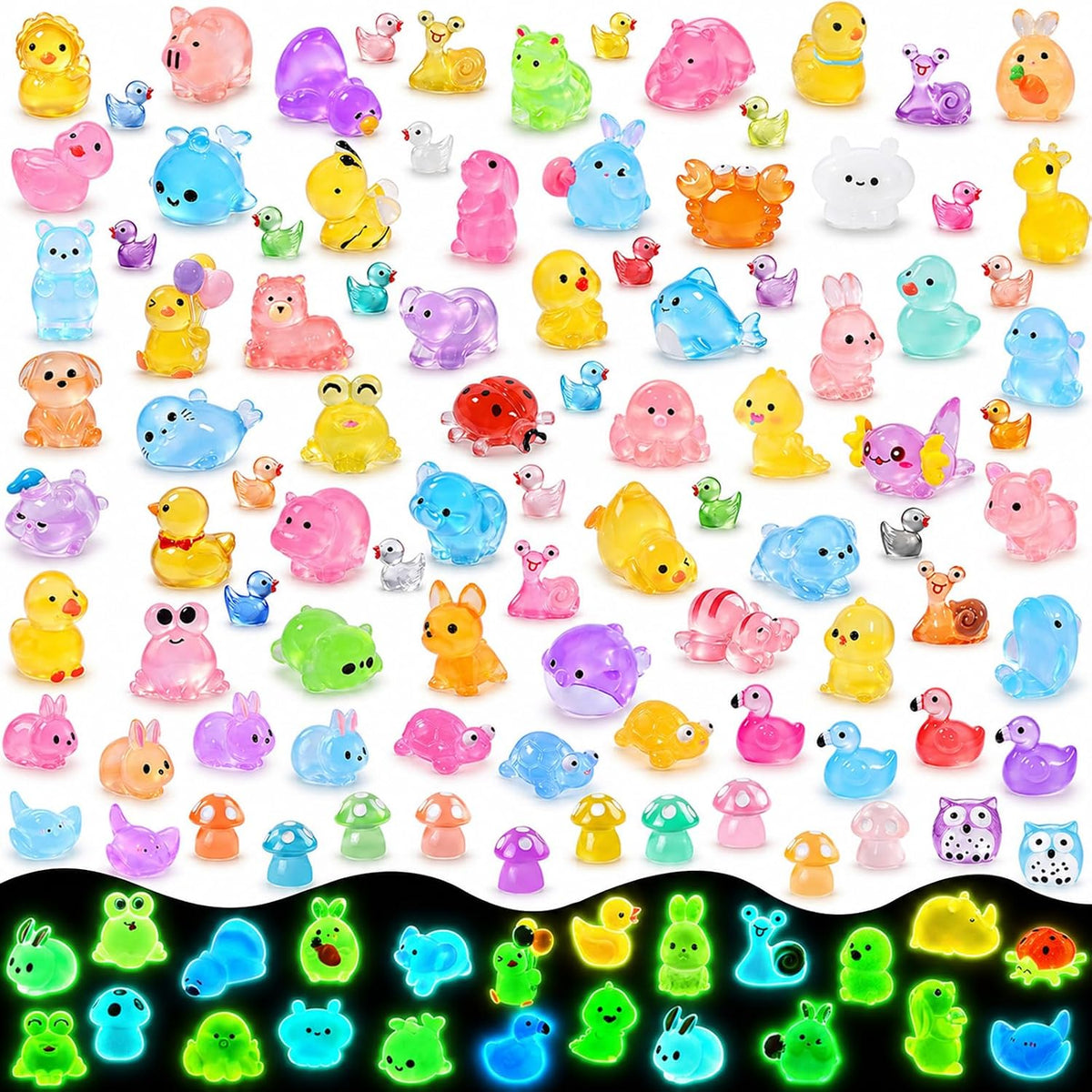 DIYDEC 60PCS Luminous Mini Resin Animals 60 Styles Miniatures Glow - 206pcs mini figures toys