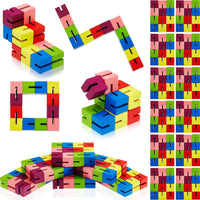 Sumind 6 pack of colorful wooden twist block puzzle fidget cubes on elastic cord