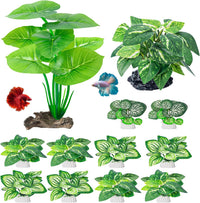 CousDUoBe 12 Pcs Betta Fish Tank Decor，Silk Aquarium Plants Green - 12 Pcs Silk Aquarium Plants（Style A）