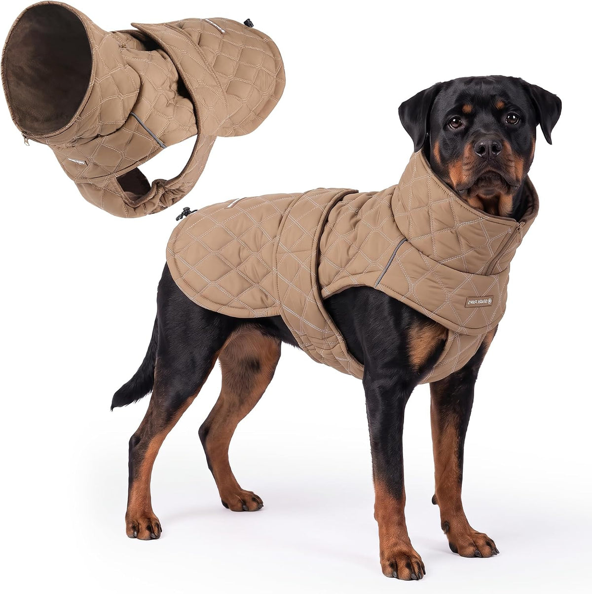 Spark Paws Quilted Dog Winter Coat - Brown / 4XL