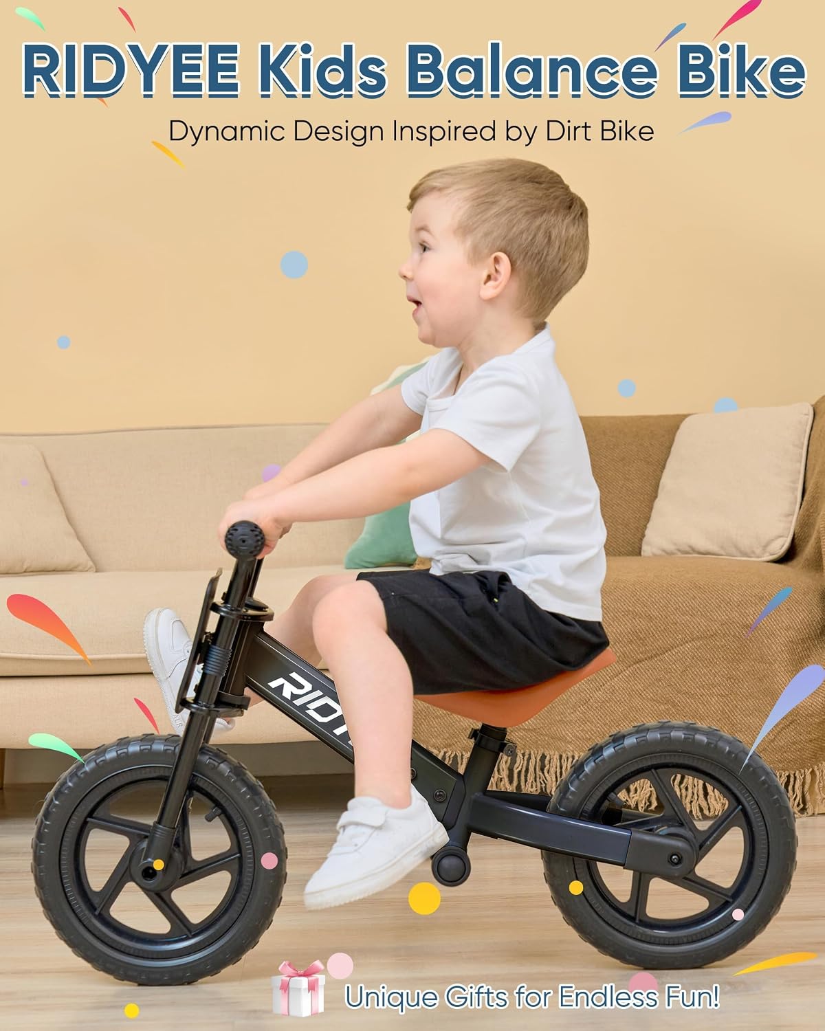 RIDYEE Toddler Balance Bike 2 Year Old - Black - image 2