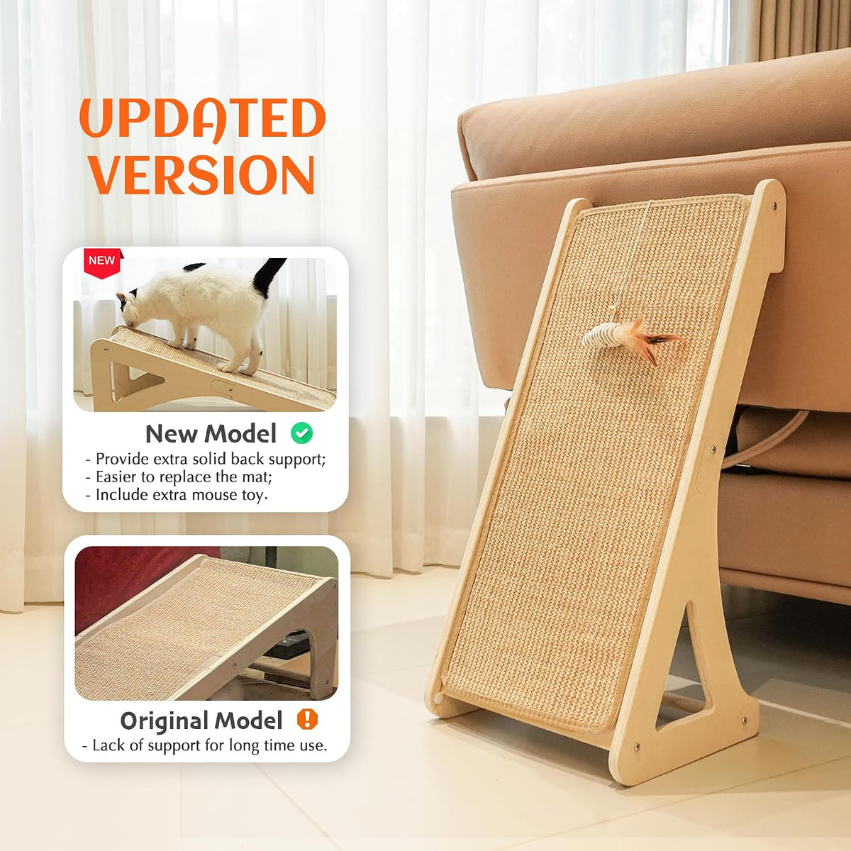 PETKARAY Couch Corner Cat Scratcher - Beige / Triangle - image 2