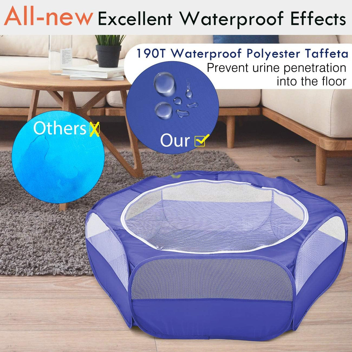 Pawaboo Small Animal Playpen, Waterproof Portable Pet Cage Tent - H-Indigo / 1 - image 4