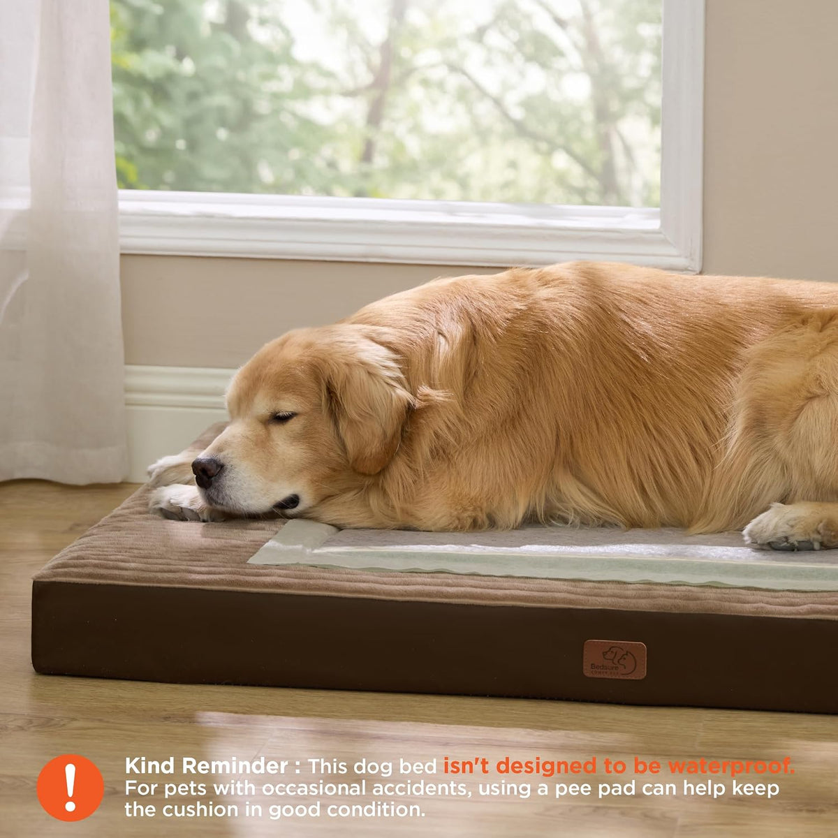 Bedsure ComfyFleece Large Dog Bed for Crate with Washable Cover - 47x29x4 / Coffee & Cream - image 2