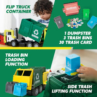 JOYIN Large Friction Powered Garbage Truck Toy Set - Green - image 3