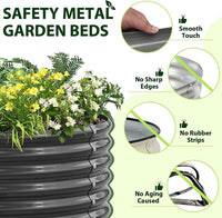 A ANLEOLIFE 6X2X1.5 ft Galvanized Raised Garden Beds Outdoor, Oval Round Metal Planter Box for Planting Vegetables Flowers Herb, Anti-Rust & Easy-Setup, Quartz Grey