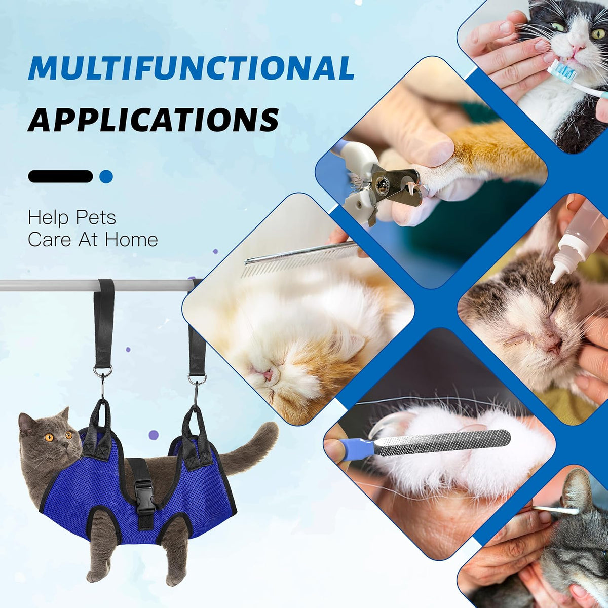 PatiencET Cat Grooming Hammock Kit – Essentials for Dogs - XS (12 LB Max) / Blue - image 4