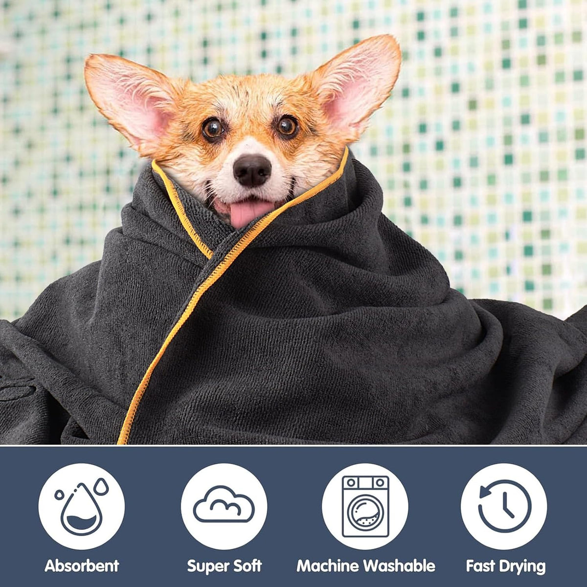 KinHwa Dog Towels for Drying Dogs - 30inchx50inch / Grey+orange Side - image 3