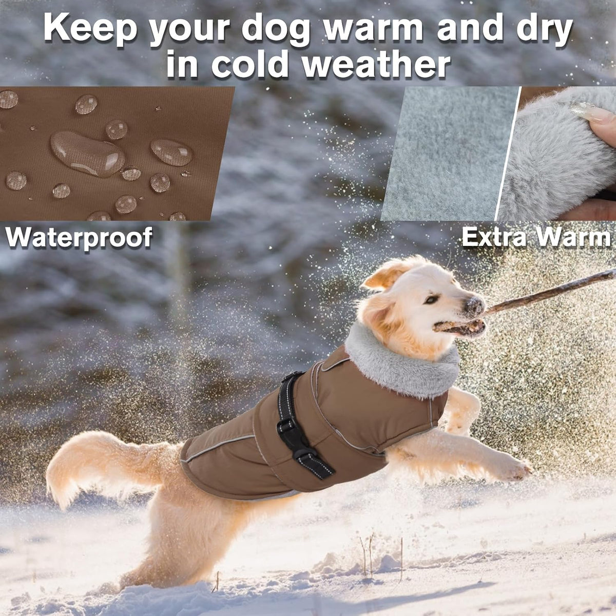 Dog Coats for Large Dogs Waterproof Dog Jacket with Adjustable Fit – Essentials for Dogs - 2XL / Brown - image 2