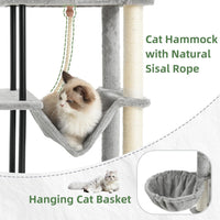 43.3 inch cat tree tower with hammock, condo and sisal for kittens - view 4