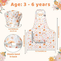 4Pcs Kids Apron and Chef Hat Set Gift for Girls Boys - Floral - image 2