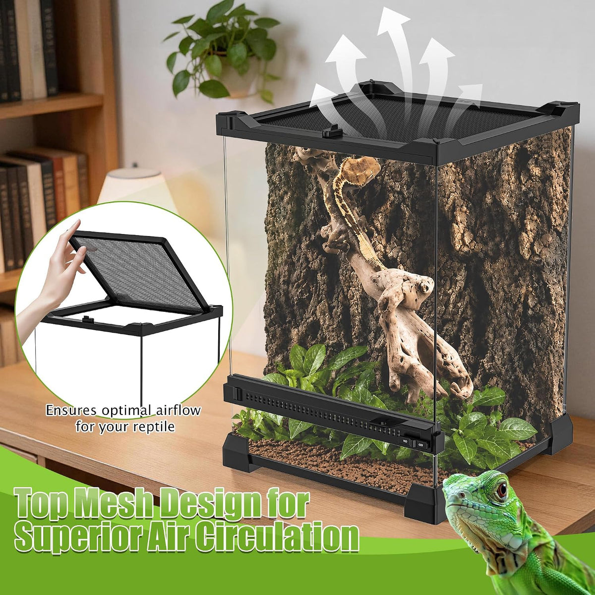 Folding Reptile Travel Terrarium Tank 17" × 12" × 10" – Essentials for Reptiles And Amphibians - 8" x 8" x 12" - image 2